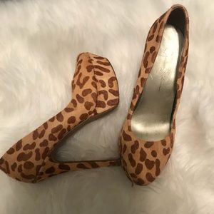 Jessica Simpson leopard platforms